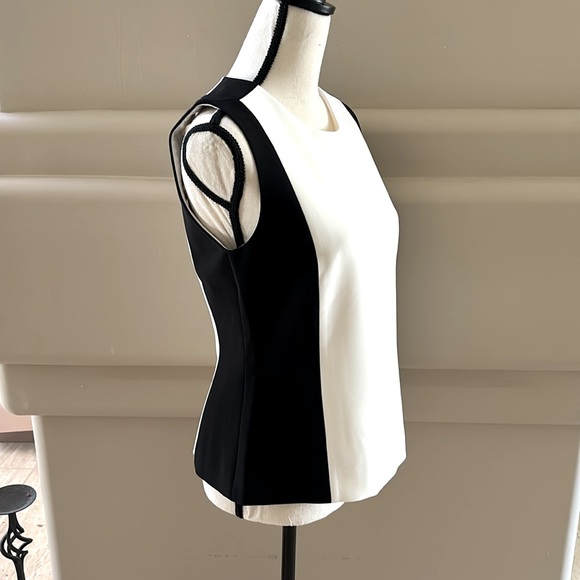 Ann Taylor Fully Lined Sleeveless Top. Black/White. Size 4. NWT. - Picture 2 of 8